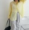 Day single spring and summer commute leisure vacation style loose and thin large size perspective long-sleeved shirt solid color shirt women
