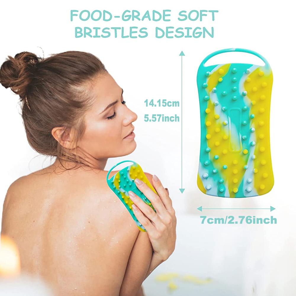 Silicone Body Scrubber 2 In 1 Body Brush & Hair Scalp Brush for Shower and Bath Stimulating Blood Circulation Shower Accessories