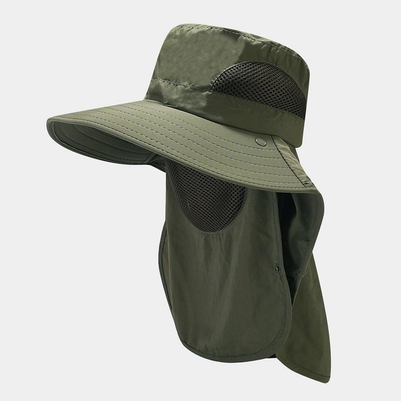 Summer Wide Brim Sun Hat, Fishing Hat, Outdoor Camping Hiking Beach Foldable Hat Mask for Men and Women