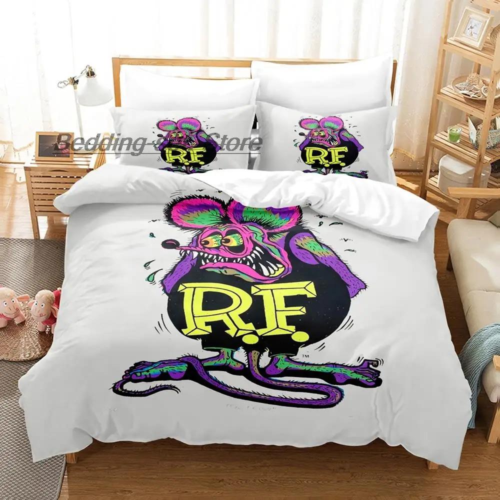 New Rat Fink Bedding Set Single Twin Full Queen King Size Bed Set Aldult Kid Bedroom Duvetcover Sets 3D Anime Bed Sheet Set Tool