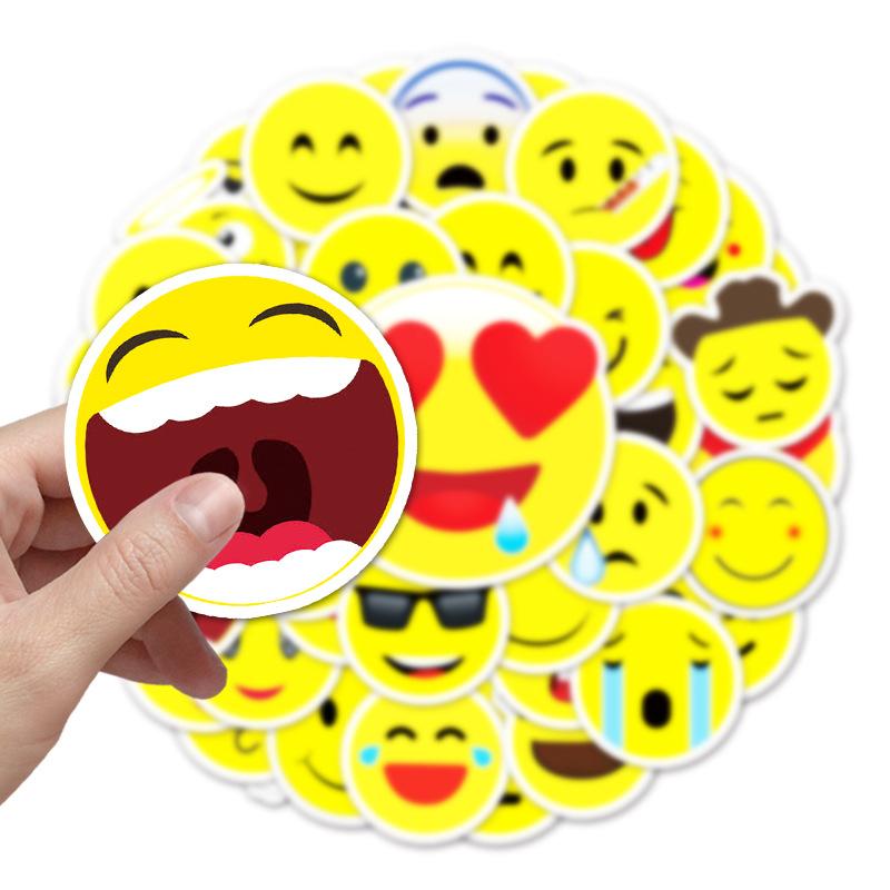 50 Cute Smiling Face Expressions Waterproof Creative Suitcases and Suitcases Laptop Cartoon Graffiti Stickers