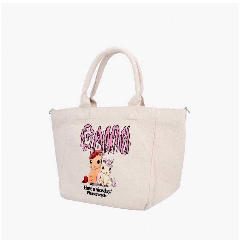 Ganni Small Easy Shopper Tote Bag Pony Print B2110039