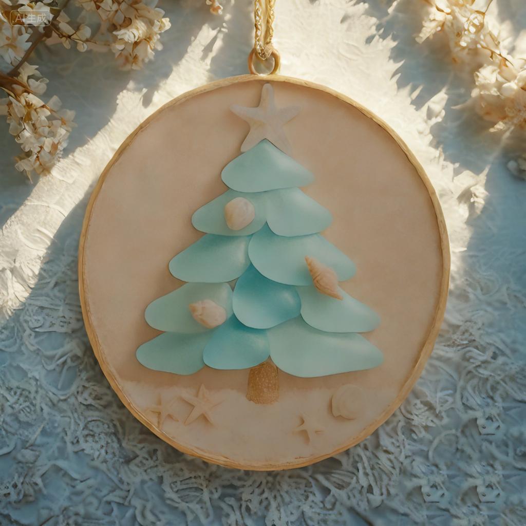 Christmas Tree Hanging Decoration Festival Sea Glass Pendant Religious Gift for Christians and Families