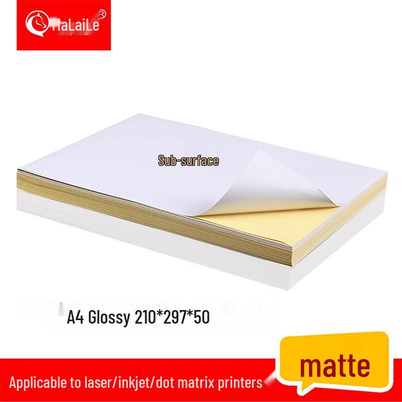 A4 Matte Self-Adhesive Printing Paper - 100 Sheets