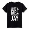 Minimalist Just A Girl Who Loves Jay Text Graphic Tee Women Fan Casual T-Shirt