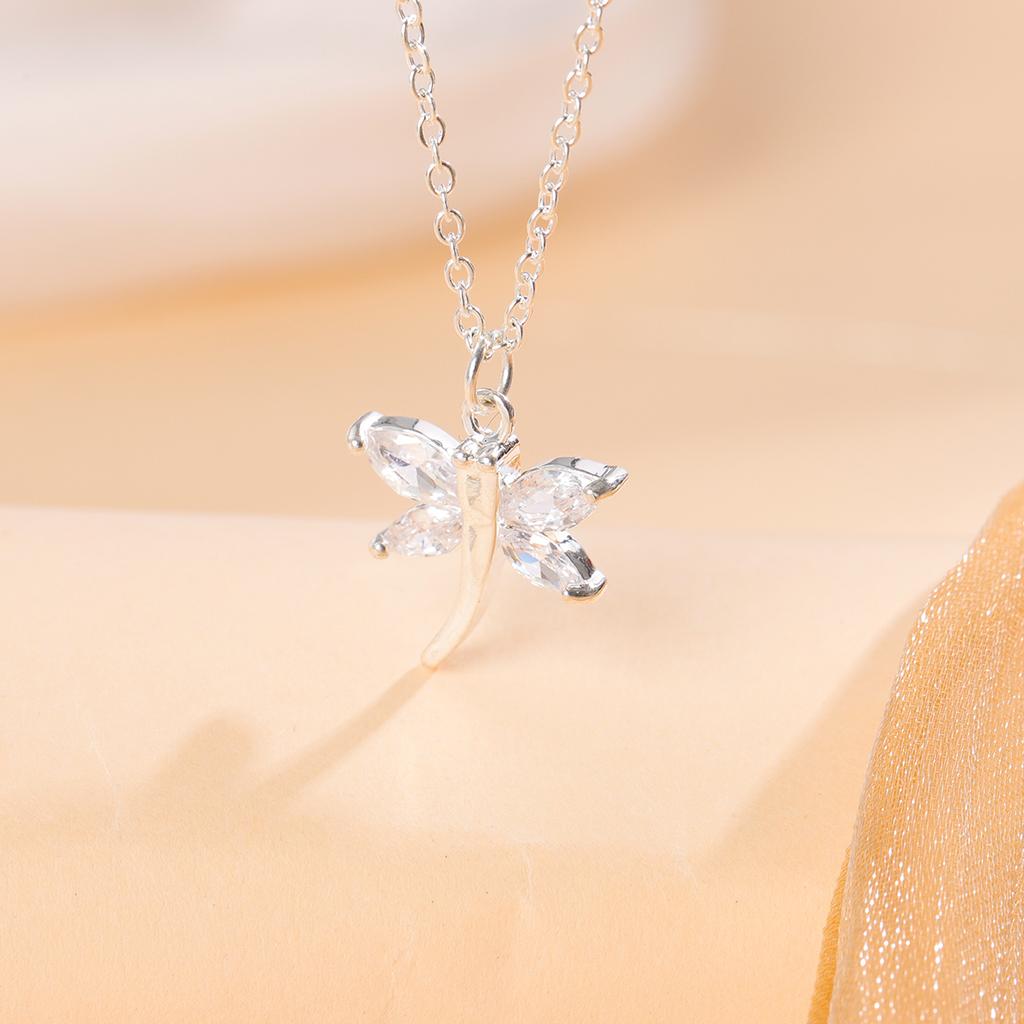 New Fashion Crystal Dragonfly 925 Sterling Silver Exquisite Creative Pendant Necklaces XL285