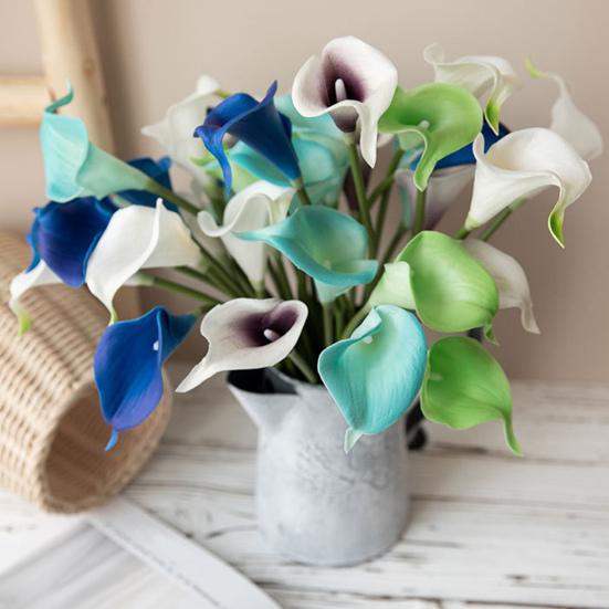 6Pcs Artificial Common Callalily Realistic Fake Flower Branch Home Office Wedding Party Indoor Outdoor Faux Bloom Plants Decoration