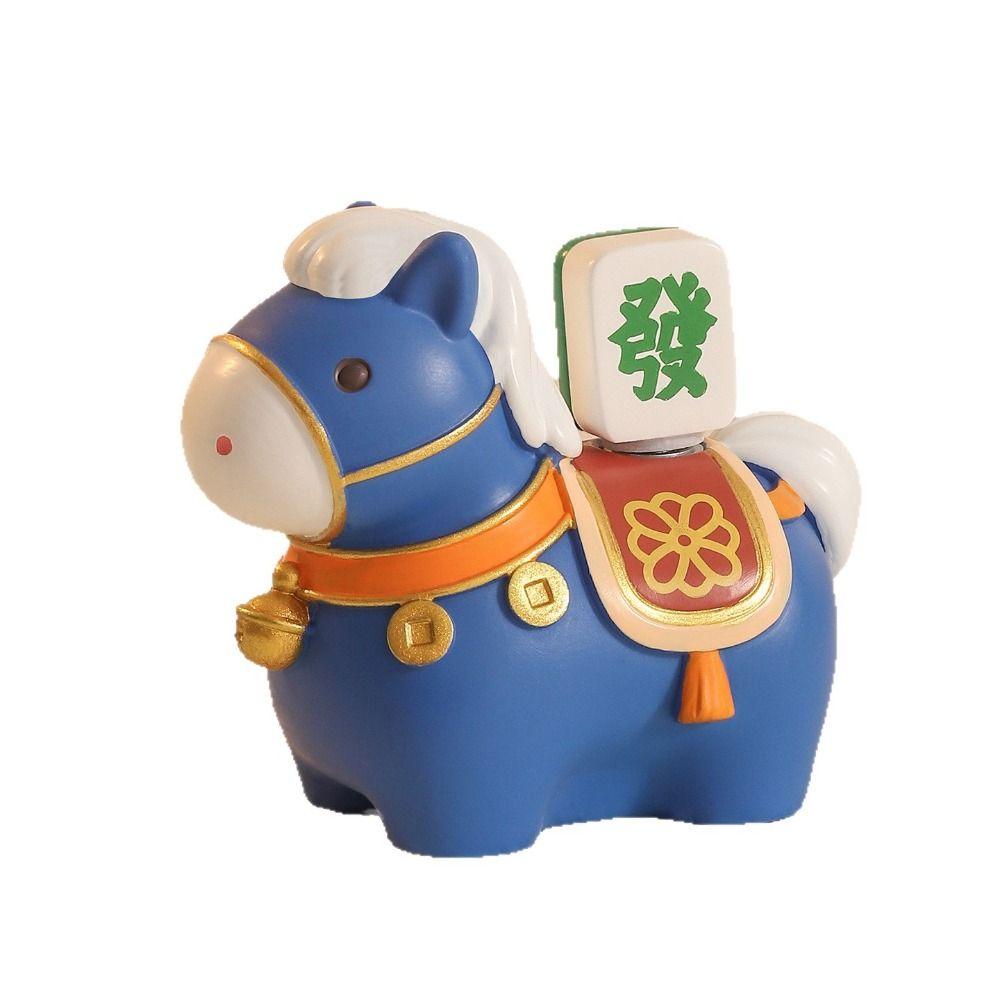 Creative Resin Rotatable Pony Figurine Unique Cartoon Horse Shape Ornament Vivid Design Exquisite Zodiac Horse Figurines Gift