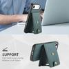 DENIOR D14 For iPhone Air Magnetic Case with Detachable Card Holder Kickstand PU+TPU+PC Phone Cover