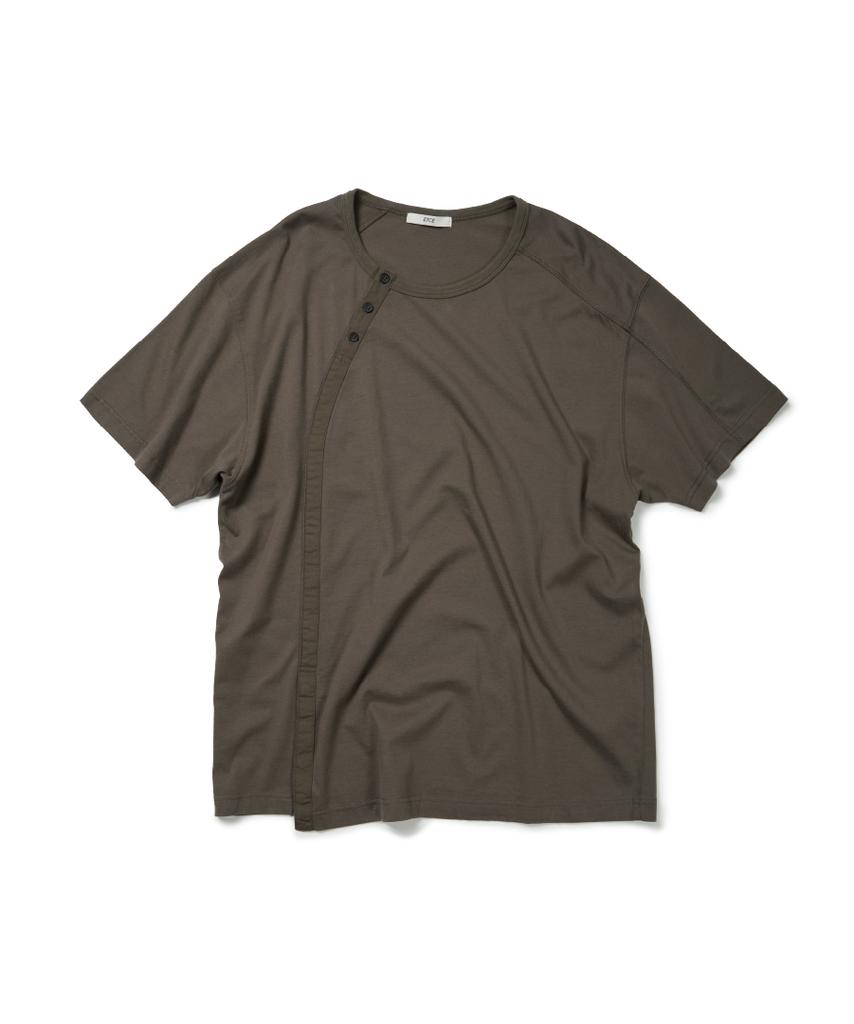 ETCE Curved Henley Neck Tee (Brown)