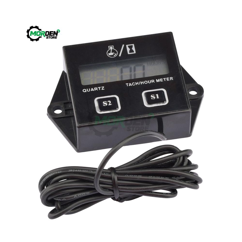 Digital LCD Display Engine Tach Hour Meter Tachometer Gauge Engine RPM Motorcycle Motor Stroke Engine Car Boat Accessories