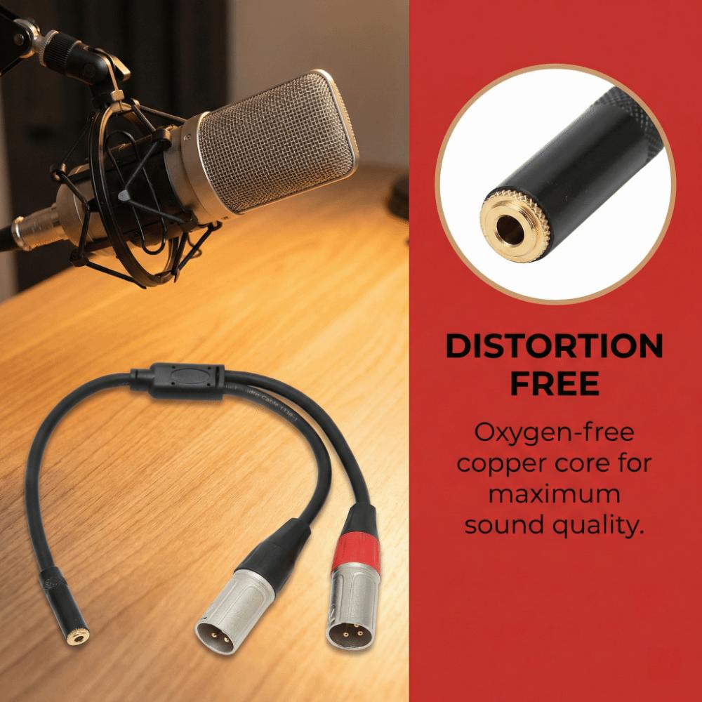 1.0ft Balanced Dual XLR Male to 3.5mm Female 3.5mm to 3Pin XLR Y Split Cable  Audio Recording