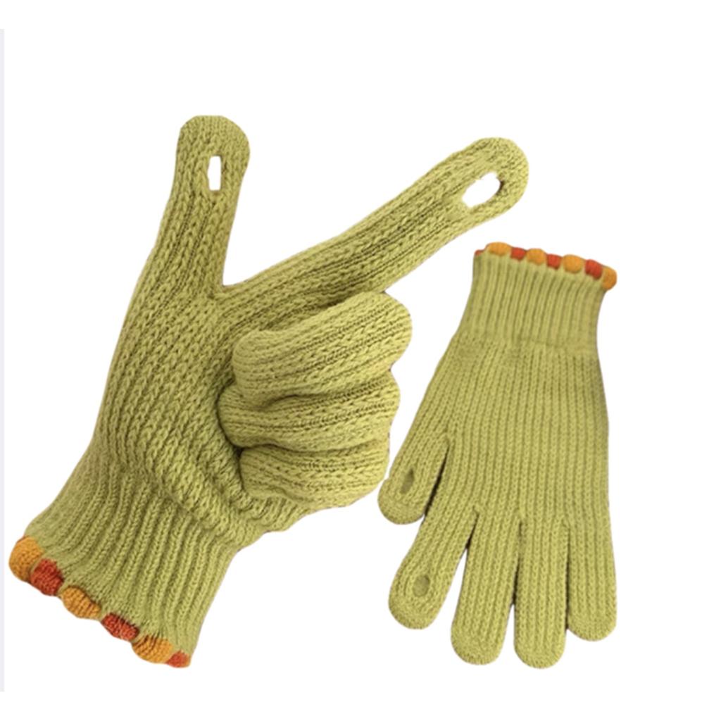 Knitted Five Finger Gloves with Loop Design and Ribbed Cuffs for Everyday Use and Comfortable Hand Protection
