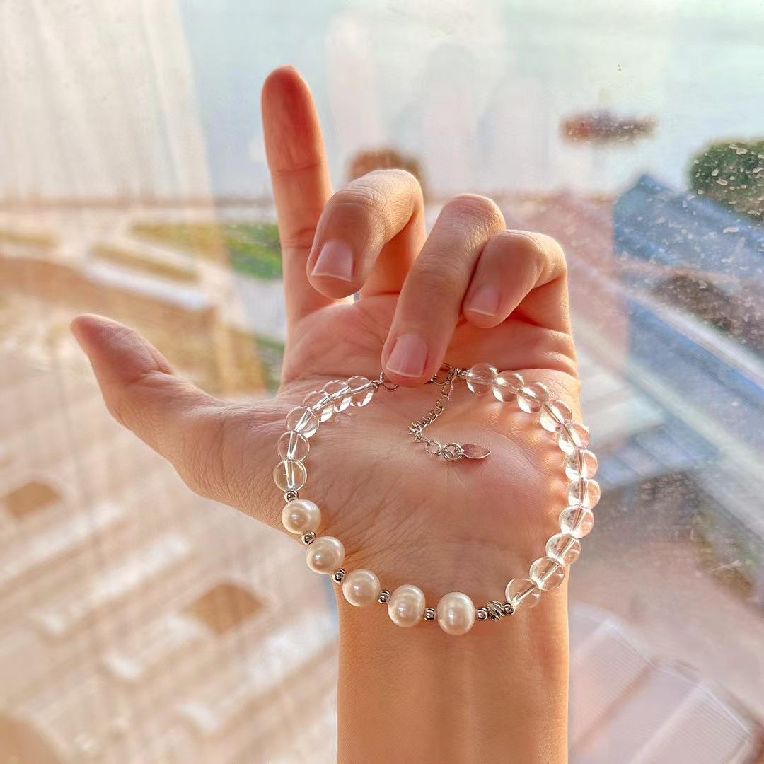 Retro Natural White Crystal Freshwater Pearl Bracelet Autumn And Winter Bracelet.