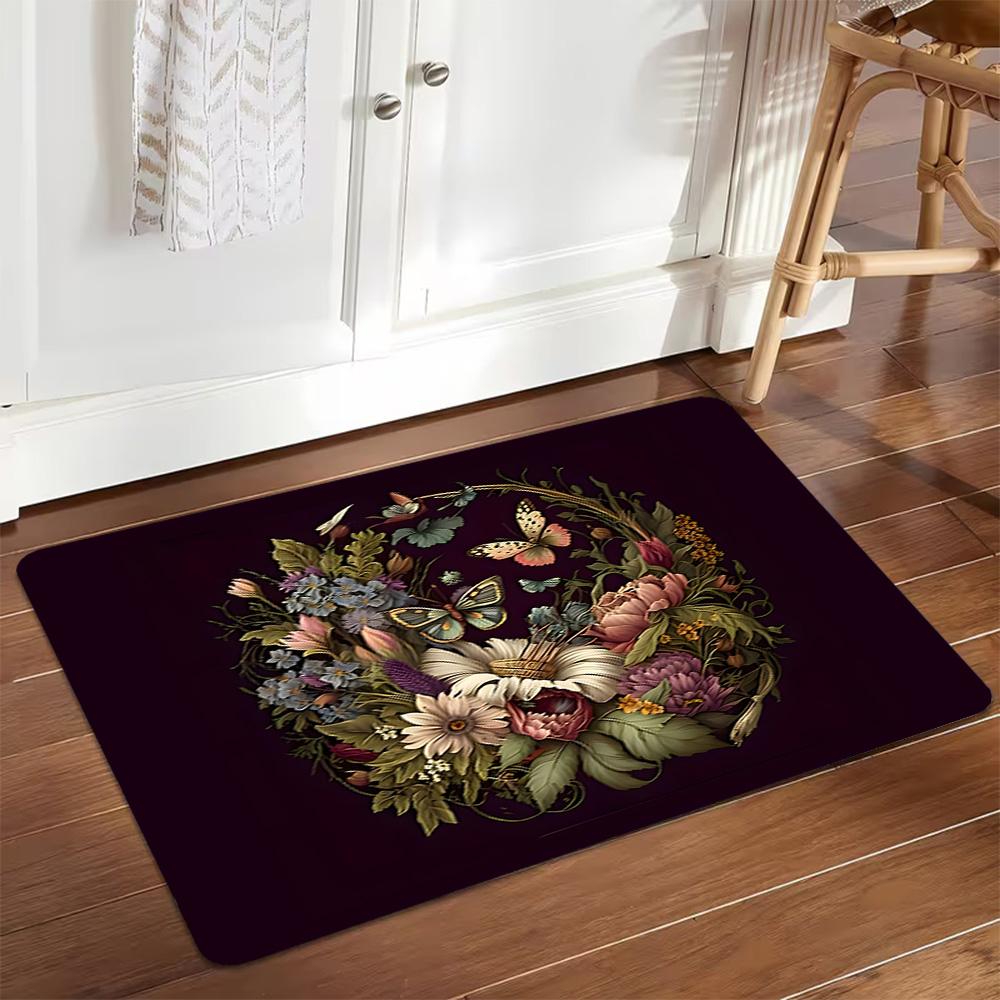 Butterfly Garden Wall Mural Decoration,Carpet,Living Room,Bedroom, Non-slip,Square rug