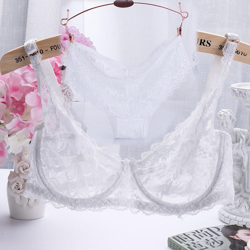 European Style Plus Size Ultra-Thin Lace Underwire Bra Set - Sexy, Transparent, Comfortable Sleepwear