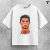 25ss Nové tričko s velkým potiskem obličeje Cristiano Ronaldo Fotbalová superstar Krátký rukáv Barevný potisk Pánské Dámské Unisex Oversized trička