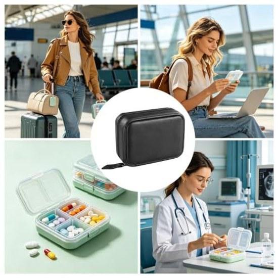 Pill Pouch - Waterproof Medicine Bag 14 Color-coded Compartments Compact Supplement Organizer.