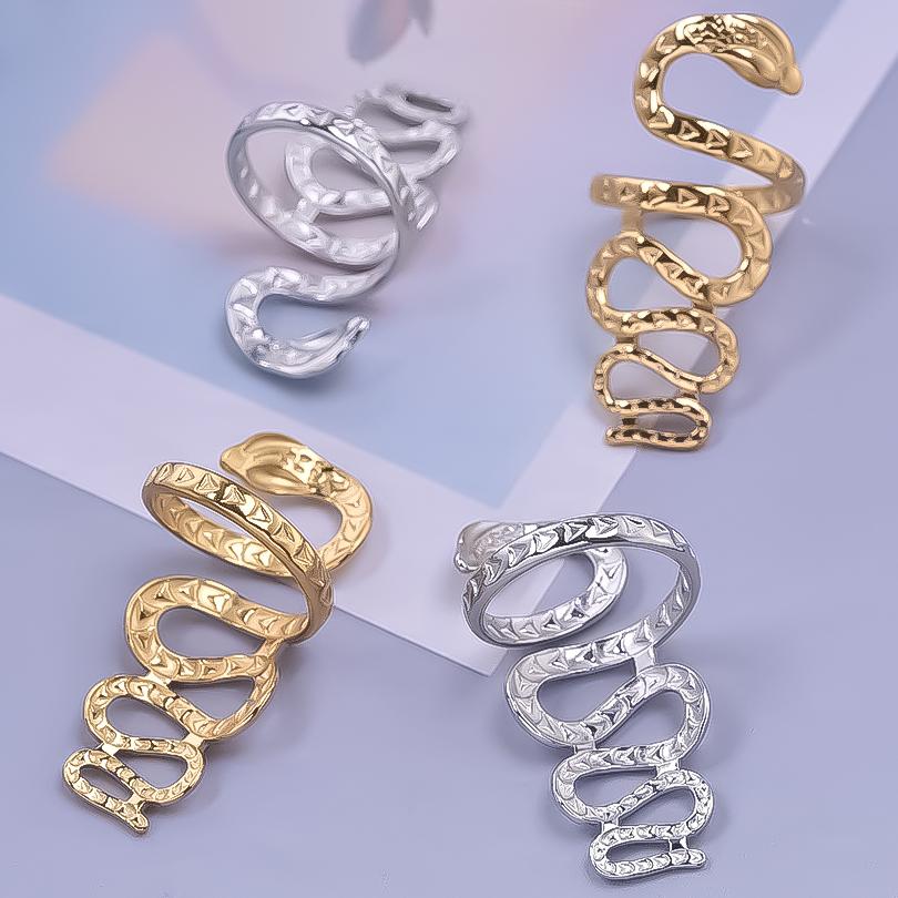 Anello Serpente Lungo e Tortuoso Anelli in Acciaio Inossidabile Per Donne Uomini Accessori Placcato Oro Vero Gioielli Dita Animali Bague Femme Regalo