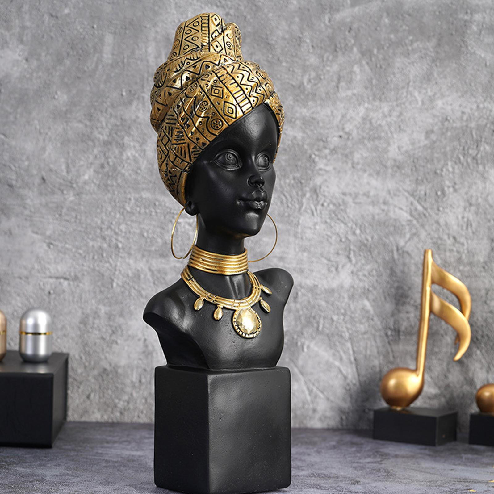 

African Figurines Woman Statue Creative Tribeswoman Exotic Figure Resin Sculpture Decor for Desktop