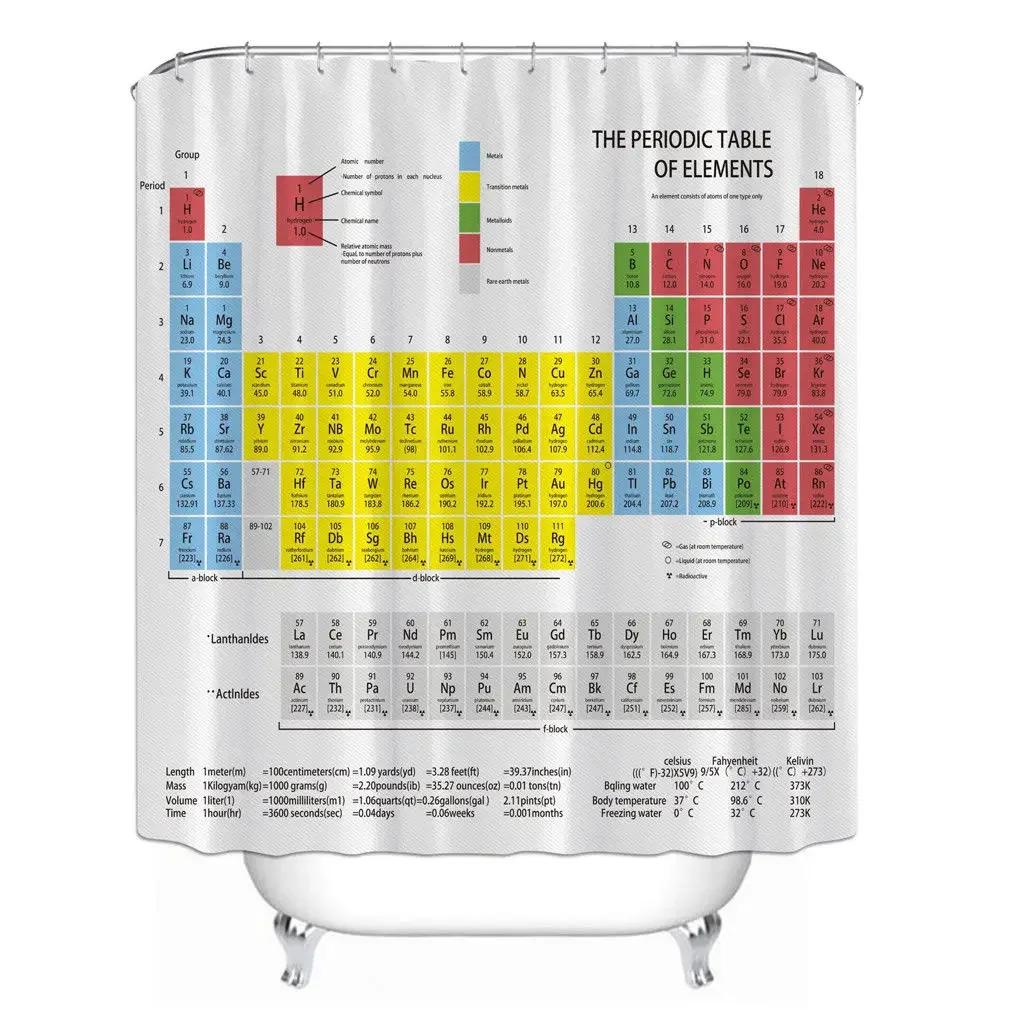 Chemical Periodic Table Stripe Polyester 1.8M Long Fabric Bath Weighted Shower Curtain Big Bang Theory Sheldon Same Curtain