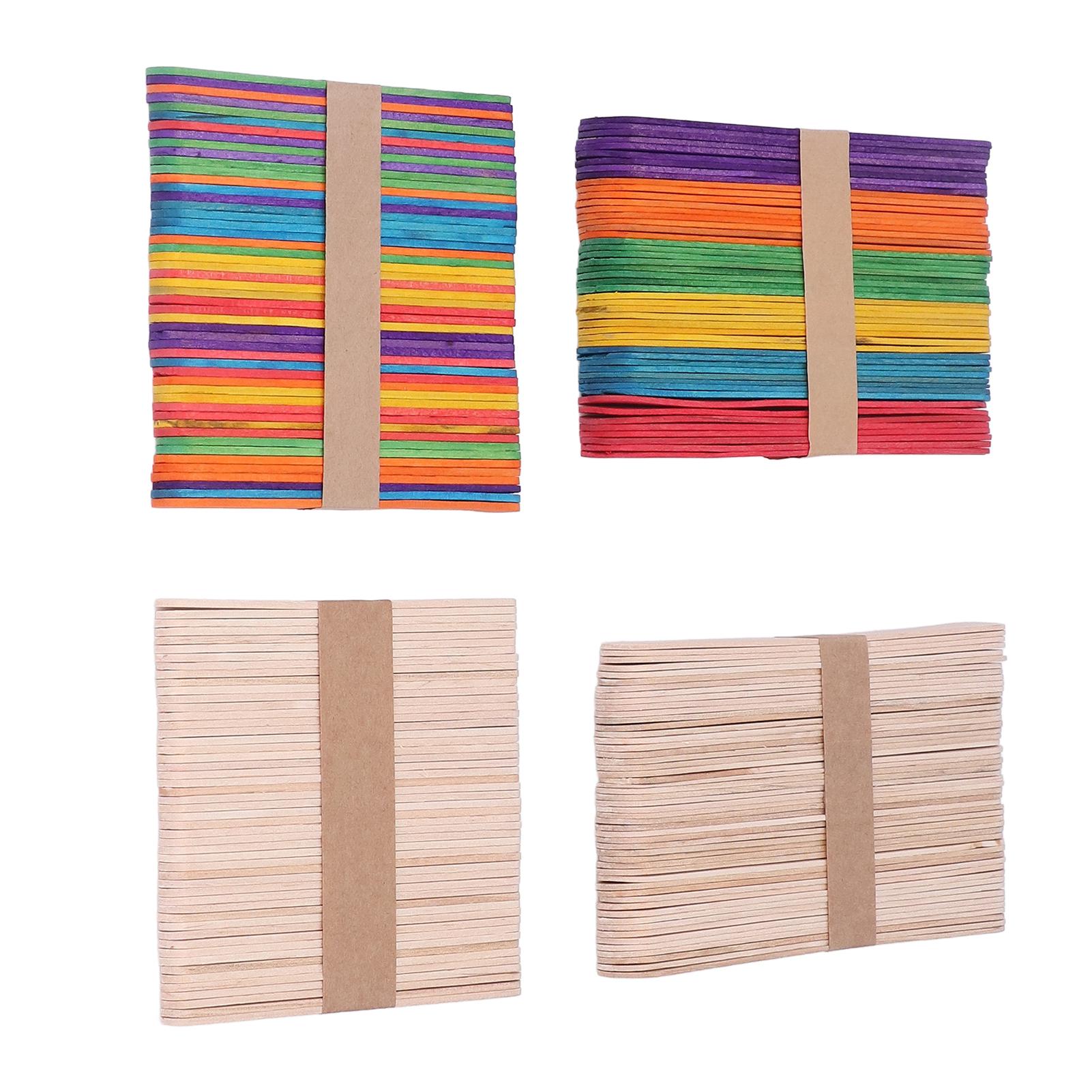 

200 Pcs Wooden Ice Cream Sticks Birch Wood Natural Safe Wide Uses Popsicle Sticks for Children for