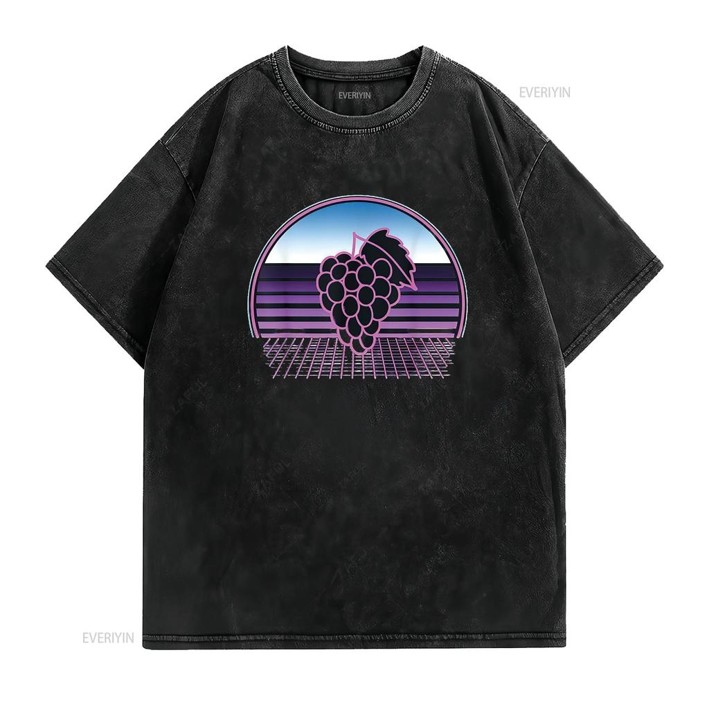 Womens Grape Vines Retro 80S Vaporwave Aesthetic Winery T Shirt Black X Large vintage Washed Comfortable designer clothes