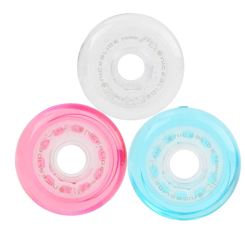 Ruidongle Transparent Crystal Flat Roller Skate Wheels High Rebound Professional Street Full Wheel Skates Universal синий