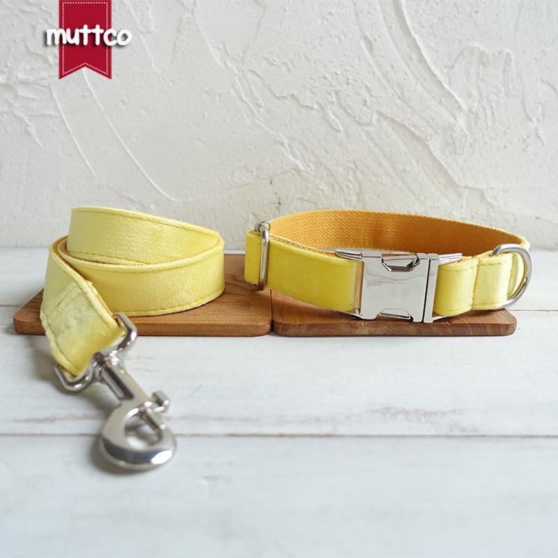 MUTTCO Yellow Thick Fleece Dog Leash & Collar Set UDC-145 Extra Small