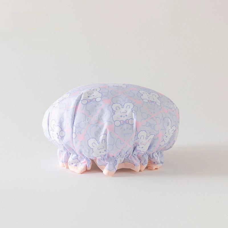 Double-Layer Shower Cap Waterproof Thickened Oil Fume Bath Hat Women Spa Hair Salon Shower Cap Bathroom Accessories