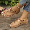 Mix Color Pearl Bohemian Sandals Women Outdoor Clip Toe Non-Slip Sandals Woman 2024 Comfort Flat Heel Casual Sandalias Mujer