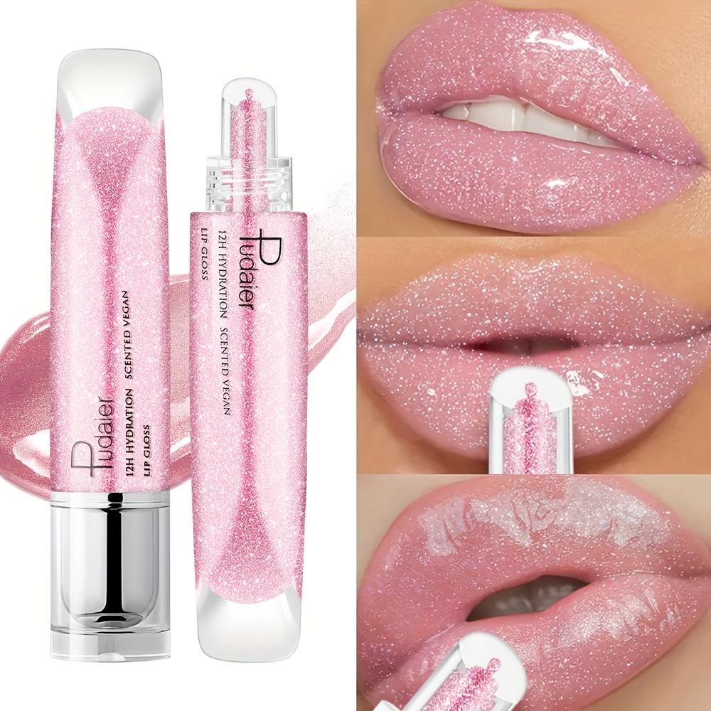 Pearlescent Glitter Plumping Lip Gloss Mirror Jelly Moisturizing Liquid Lipstick Clear Mermaid Pink Sexy Lip Tint Lips Cosmetics