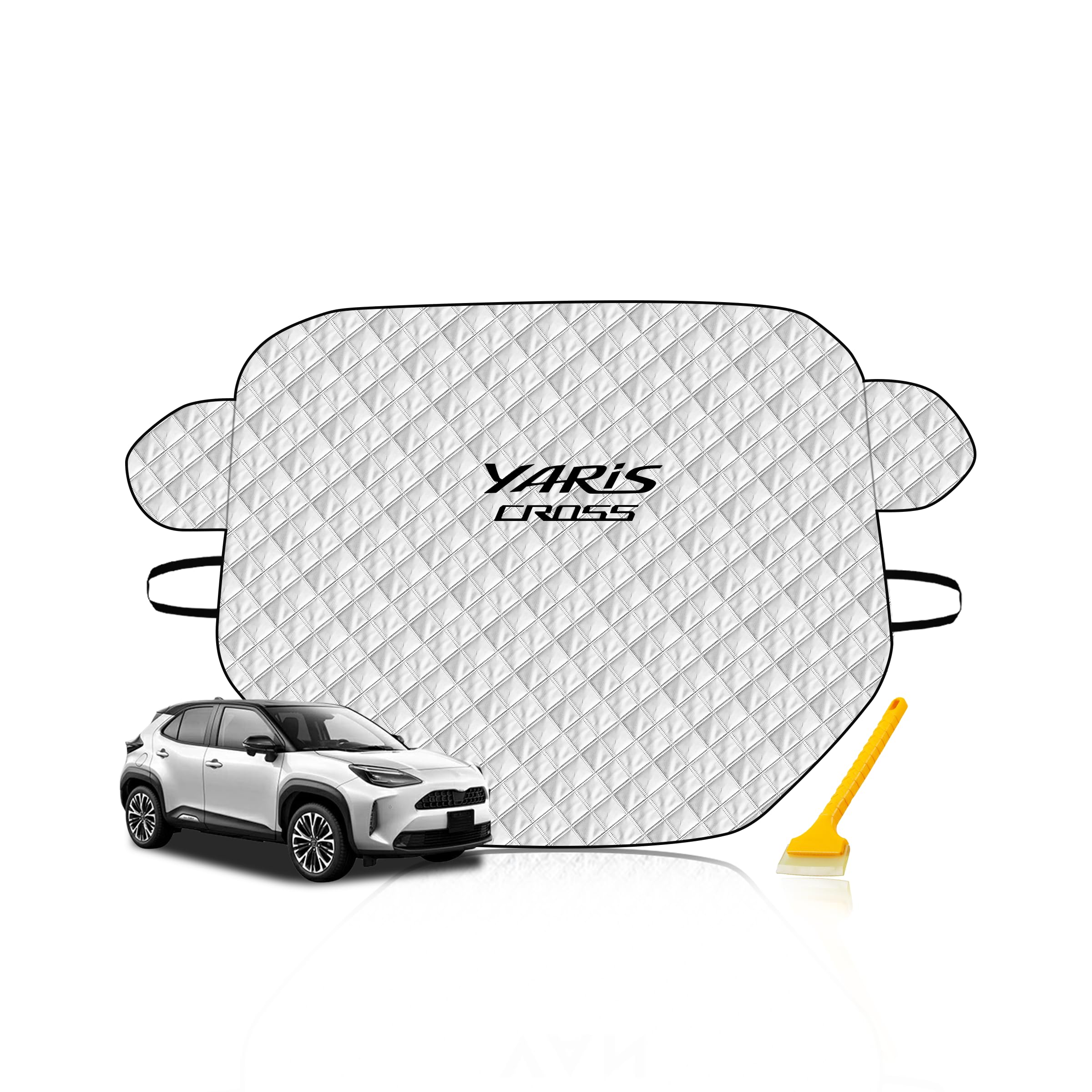 

Yaris Cross Windshield Cover with Brand Thick Frost Snow Sun Light Leaf and Pollen Storage Snow Scraper Included MXPB1/MXPJ1 Logo, Five-Layer срібний