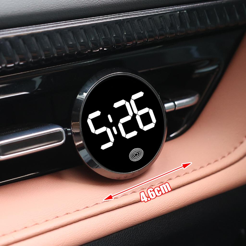 46mm Car Mini Luminous Car Clock Automobiles Internal Stick-On Watch Mechanics Quartz Clocks Auto Ornament Digital Clock