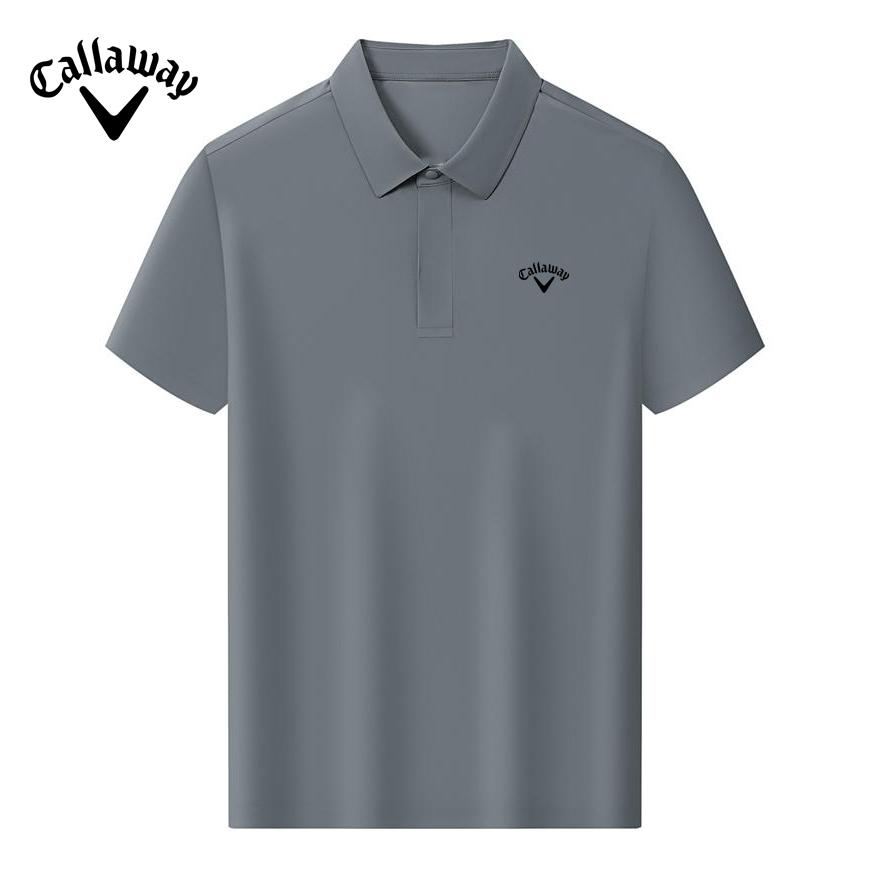 Callaway 2025 Summer Summer Embroidered Golf Business Leisure Sports Style Water Ripple Solid Color Polo Shirt