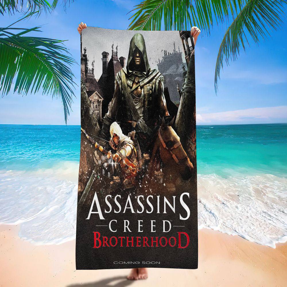 Videospiel A-Assassins Creed Mikrofaserdecke Schnelltrocknende Strandtücher Übergröße Druck Super Saugfähige Pooltuchdecke