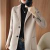 Women's Slim Fit Double-Faced Wool Coat - Short Style with Small Lapel for Autumn & Winter