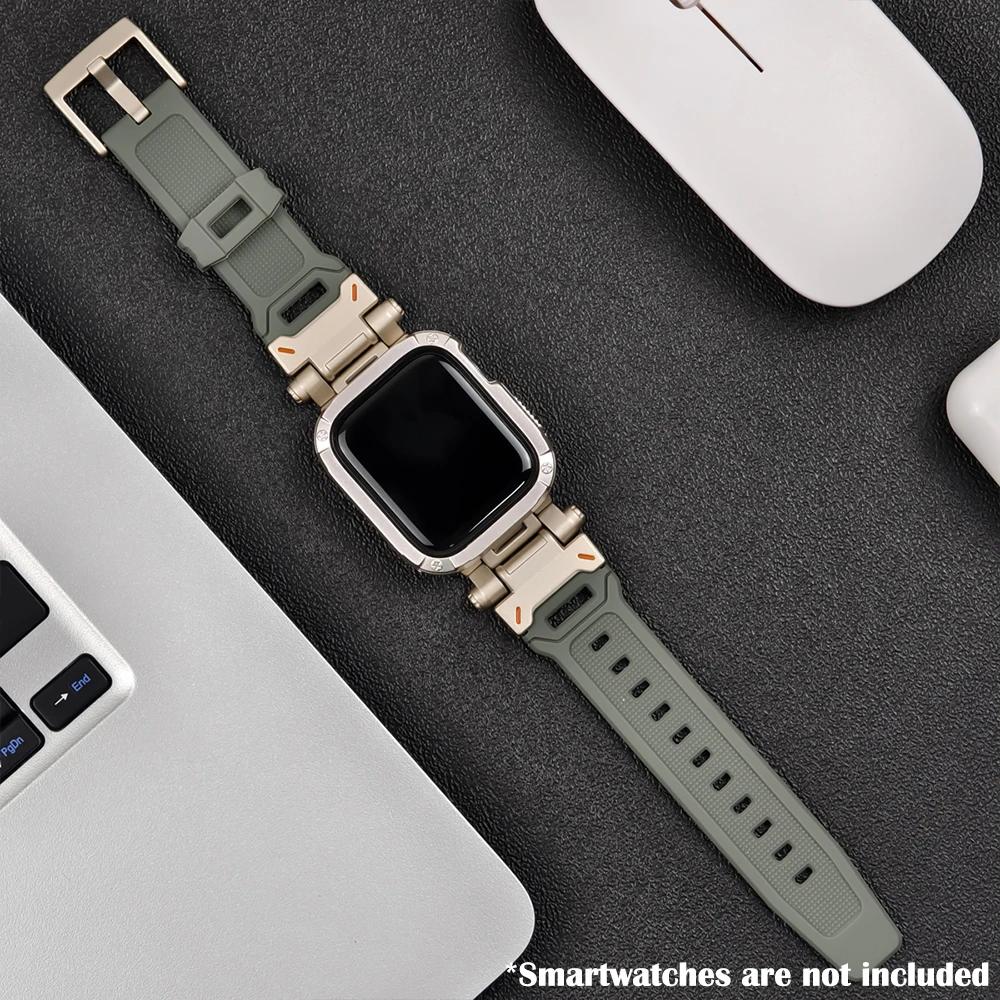 Silicone Band+Case for Apple Watch Ultra2 Strap 49mm 41mm 45mm 40mm 44mm TPU Cover+Sport Bracelet Series 9 8 7 6 SE 5 Wristband