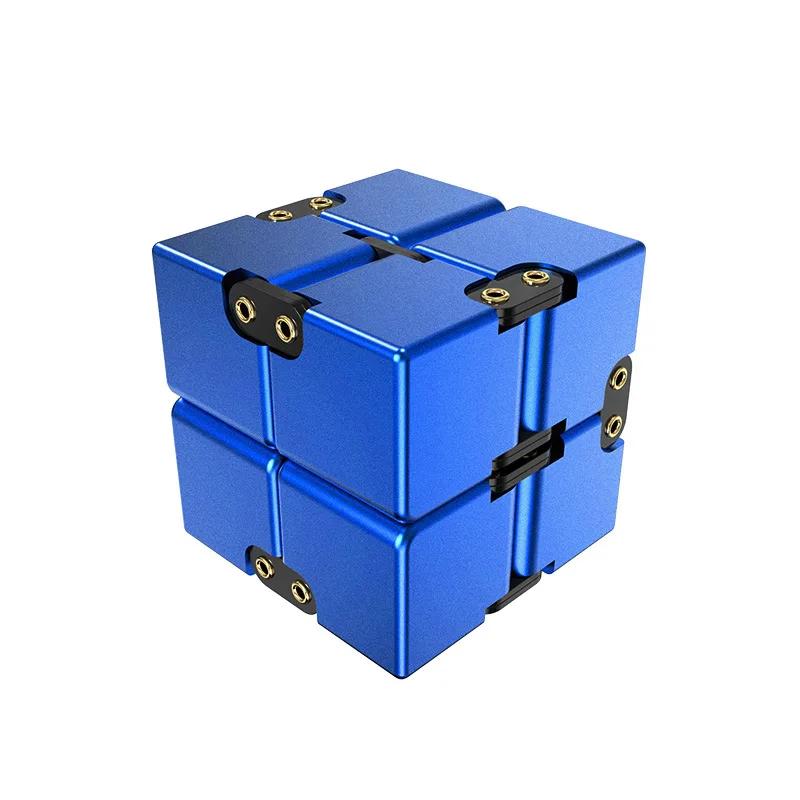 Infinite Cube Aluminum Alloy Metal Edc Stress Relief Mini Toy Portable Office Infinite Flip Cubic Fidget Relax Venting Toys