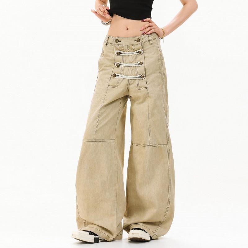 Oversized Cargo Pants Men Women Vintage Washed Straight Leg Casual Trousers American Style
