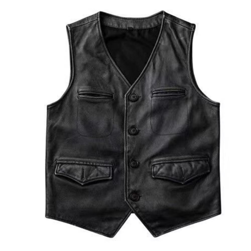 

New Workwear Retro Distressed Top Layer Genuine Leather Vest Men s Slim Fit Leather Jacket Leather Jacket XXXXL