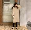 Korean loose hooded bottoming knitted dress women's 2026 autumn and winter thickened knee sweater medium and long skirt