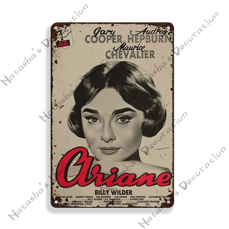 Audrey Hepburn Vintage Metallposter Ein Herz und eine Krone Film Retro Metallschild Rostiges Retro Poster Heim Bar Club Kino Wanddeko