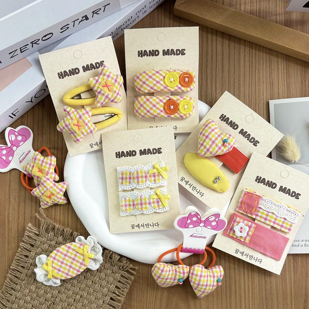 Children's Sweet Plaid Ethnic Hair Clip - Versatile Fabric Hairpin Accessory