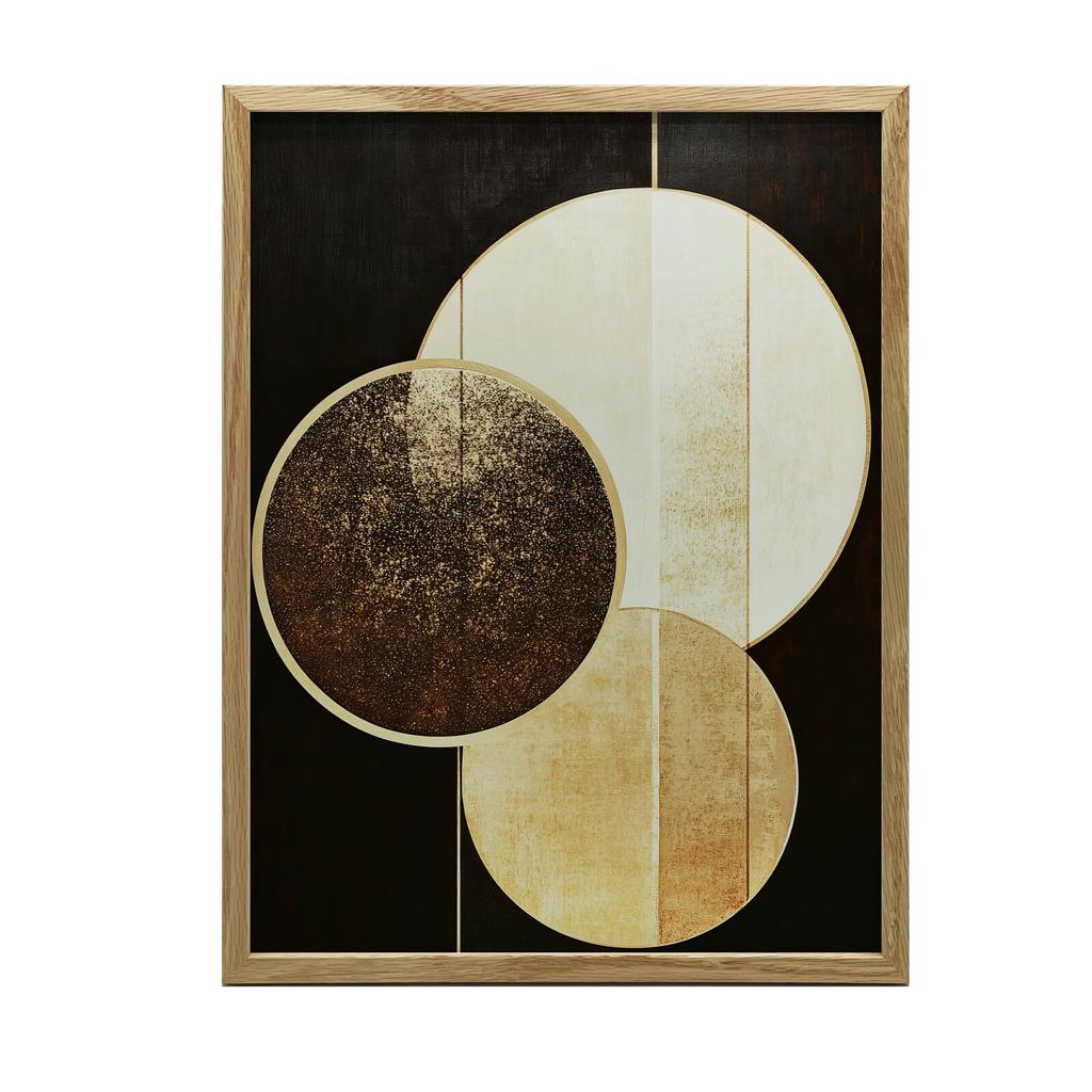 Abstract Poster With Three Wheels Abstract Poster With Three Wheels, 50X70 Cm, Dark Brown Wooden Frame, 230 Gsm Matte Paper