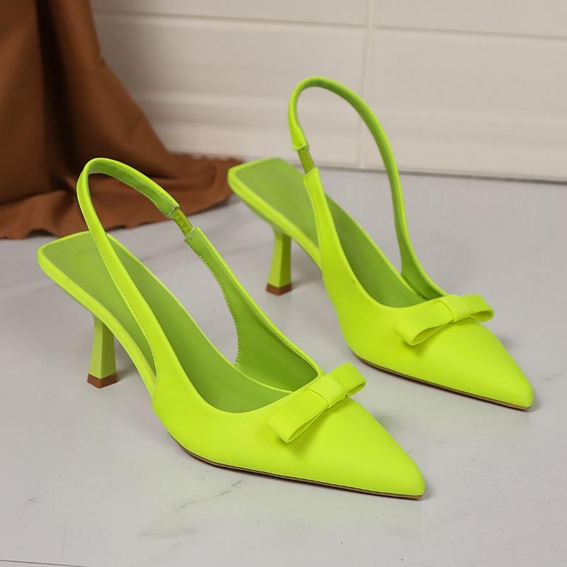 Fashion New Style Popular Design Slingbacks Butterfly-knot Women Pumps Sexy Pointed Toe Thin Heels Stripper Party Shoes Large Size 36-43