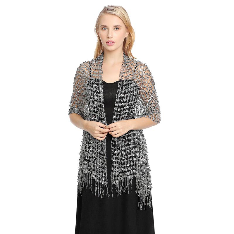 Sequin Tassel Shawl Dress: European & American Style Evening Party Cheongsam with Embroidered Shawl Scarf for Women