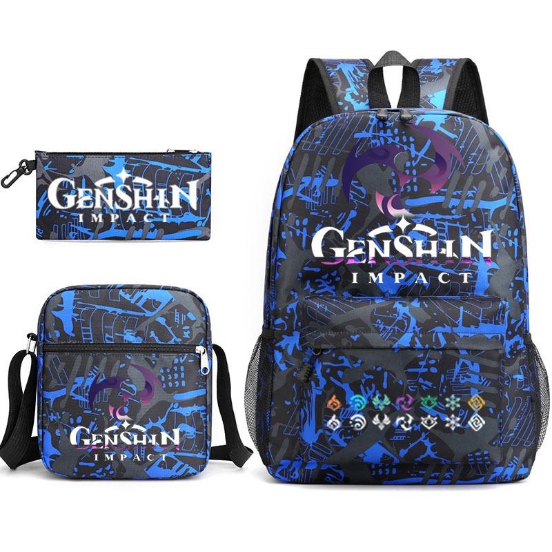 Genshinimpact Yuanshen School Bag Three-Piece Pencil Case Shoulder Bag Backpack