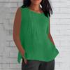 Women's Fashionable And Casual Sleeveless Vest Solid-color Cotton And Linen Pleated Sleeveless Top T-shirt