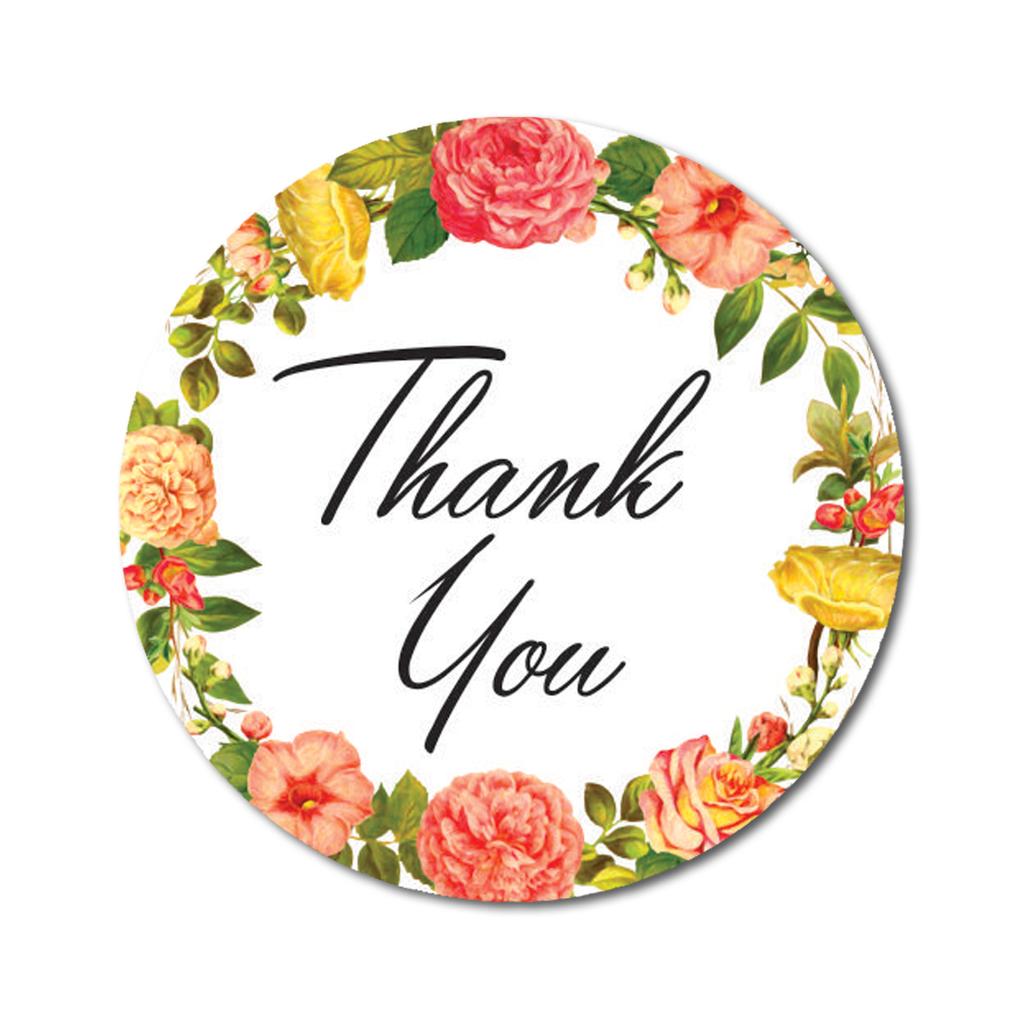 Darling Souvenir 45 Pcs Round Wedding Envelope Seal Black Floral Wreath Thank You Stickers-1.6